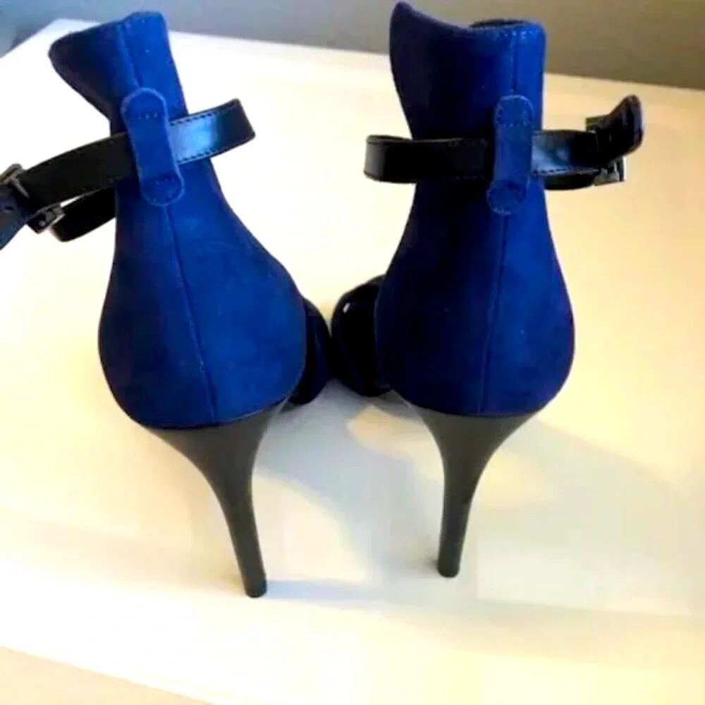 New VINCE Italy Adley Cobalt Blue Suede Sandal Stiletto Ankle Strap 10 MSRP $425 - Picture 5 of 9